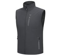 Outdoor Ventures Mens Softshell Gilet Waterproof Windproof Vests Sleeveless Jacket Outerwear with Zip Pockets for Cycling, Hiking, Safari, Golf Dark Grey L