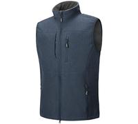 Outdoor Ventures Men's Softshell Gilets Windproof Lightweight Vest Outerwear with 7 Pockets, Warm Fleece-Lined Sleeveless Jacket for for Golf Running Hiking Moran grey 2XL