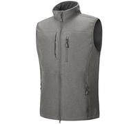 Outdoor Ventures Men's Softshell Gilets Windproof Lightweight Vest Outerwear with 7 Pockets, Warm Fleece-Lined Sleeveless Jacket for for Golf Running Hiking Flecking Gray 2XL