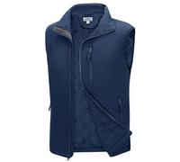 Outdoor Ventures Men's Softshell Puffer Gilet Waterproof Hydrid Gilet Windproof Outerwear Vest Winter Padded Bodywarmer Insulted Jacket with 4 Pockets for Running Cycling Hiking Golf Navy blue L