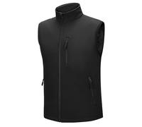 Outdoor Ventures Men's Softshell Puffer Gilet Waterproof Hydrid Gilet Windproof Outerwear Vest Winter Padded Bodywarmer Insulted Jacket with 4 Pockets for Running Cycling Hiking Golf Black XL