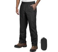 Outdoor Ventures Men's Waterproof Trousers Lightweight Packable Overtrousers Windproof Motorbike Rain Over Pants for Walking Cycling Hiking Fishing Black 2XL/30 Inseam