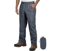 Outdoor Ventures Men's Waterproof Trousers Lightweight Packable Overtrousers Windproof Motorbike Rain Over Pants for Walking Cycling Hiking Fishing Dark Grey 2XL/30 Inseam