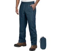 Outdoor Ventures Men's Waterproof Trousers Lightweight Packable Overtrousers Windproof Motorbike Rain Over Pants for Walking Cycling Hiking Fishing Navy Blue 2XL/30 Inseam