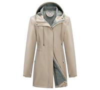 Outdoor Ventures Softshell Jacket Ladies Rain Jacket Functional Rain Coat Windbreaker Waterproof Hiking Jacket Breathable Outdoor Jacket with Hood for Spring Fall Winter Light Khaki 4XL