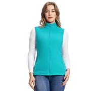 Outdoor Ventures Women's Fleece Gilet Lightweight Outerwear Vest Ladies Micro Fleece Bodywarmer 160G with 4 Pockets for Hiking Camping Travelling, Green Blue 2XL