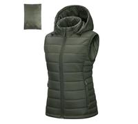 Outdoor Ventures Womens Puffer Gilet with Hood Packable Warm Quilted Vest