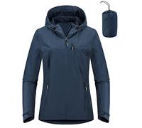 Outdoor Ventures Women's Waterproof Jackets Ladies Lightweight Windproof Packable Rain Jacket Raincoat Outdoor Windproof Running Golf Cycling Softshell Jacket with Hood Classic Blue M/UK12