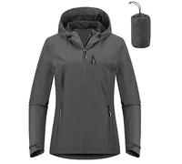 Outdoor Ventures Women's Waterproof Jackets Ladies Lightweight Windproof Packable Rain Jacket Raincoat Outdoor Windproof Running Golf Cycling Softshell Jacket with Hood Classic Grey M/UK12