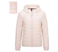 Outdoor Ventures Women's Winter Lightweight Puffer Jacket with Hood, Warm, Short, Packable, Quilted, Transitional, Padded Jacket for Ladies, Lined for Hiking, Travel Pink 3XL