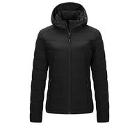 Outdoor Ventures Women's Winter Puffer Jacket Quilted Padded Coat Transitional Insulated Hooded Jackets Windproof Outerwear for Hiking Travel Skiing Black XXL