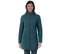 Outdoor Ventures Womens Winter Thermolite Long Puffer Coat, Ladies Lightweight Quilted Parka Windproof Waterproof Warm Insulated Jacket with Hood Dark Cyan XS/UK 8