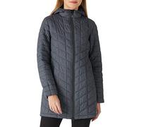 Outdoor Ventures Womens Winter Thermolite Long Puffer Coat, Ladies Lightweight Quilted Parka Windproof Waterproof Warm Insulated Jacket with Hood Dark Grey 2XL/UK 20