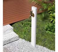 Outdoor Vertical Faucet Vertical Garden Water Column Freestanding Outdoor Faucet Column Stainless Steel Irrigation Fountain Column Suitable for Garden, Patio, Villa Decoration (White)