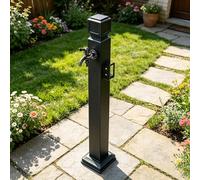Outdoor Vertical Garden Water Column with Spray Gun Square Freestanding Hose Stand with 2 in 1 Double Brass Faucet Freeze Proof Vertical Water Hydrant Patio Backyard Lawn(Style 1,Height: 95cm/37.4in)