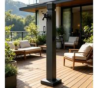 Outdoor Vertical Garden Water Column with Spray Gun Square Freestanding Hose Stand with 2 in 1 Double Brass Faucet Freeze Proof Vertical Water Hydrant Patio Backyard Lawn(Style 3,Height: 60cm/23.6in)