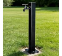 Outdoor Vertical Square Garden Water Column, Freestanding Black Yard Hydrant for Backyard and Irrigation, Garden Pedestal Faucet Water Spigot
