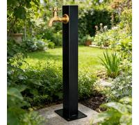 Outdoor Vertical Square Garden Water Column, Freestanding Black Yard Hydrant for Backyard and Irrigation, Garden Pedestal Faucet Water Spigot
