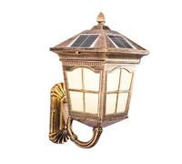 Outdoor Villa Creative Solar Wall Lamps European Bronze Color Retro Aluminum, Acrylic LED Light Source Wall Sconces Waterproof Garden Wall Light for Living Room Balcony Landscape Courtyard