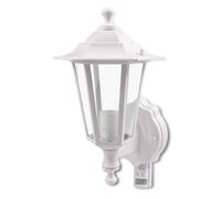 ExtraStar Outdoor PIR Metal Wall Lantern Garden light White IP44 (6W filament candle bulb included), White