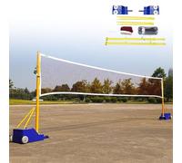 Outdoor Volleyball Net and Badminton Set, Adjustable Height 5-6.9ft, Portable with Wheels, Perfect for Backyard Family Games and Lawn Activities