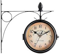 Outdoor Wall Clock, Double-Sided Design for Easy Reading, Weatherproof Iron Construction, Perfect for Garden and Patio Decor