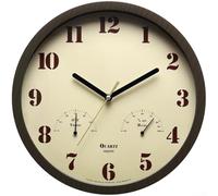 Outdoor Wall Clock with Thermometer Hygrometer 10 Inch Silent Quartz Waterproof Weather Resistant Clock for Patio Garden Pool Deck Farmhouse Decor Dark Brown(Dark brown)