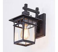 Outdoor Wall Lamp, Exterior Retro Coach Light, IP65 Vintage Waterproof Wall Sconce, Clear Glass Shade Black Aluminum Wall Lanterns for Porch Garden Garage Front Door