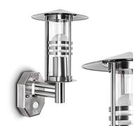 Outdoor Wall lamp Forli with Motion Detector, Modern Wall lamp Made of Stainless Steel and Clear Glass panes, Wall lamp with E27 Socket, Outdoor lamp for Terrace/Yard/Garden, Without Bulb