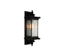 Outdoor Wall Lamp Garden Villa Outdoor IP54 Waterproof Wall Sconce Amen Square Birdcage Wall Light With Glass Lampshade For Garden Gate Balcony Aisle Outer Wall Fence (black/brown) (Black)