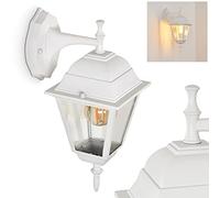 Outdoor Wall lamp Naofe downwards, Classic Wall lamp Made of Metal/Glass in White, 1-Flame Outdoor lamp with Real Glass panes for Entrance/Yard/Patio, 1 x E27, IP44, Without Bulb