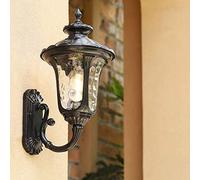 Outdoor Wall Lantern Outdoor American Waterproof Wall Lights IP65 Rainproof E27 Glass Wall Mounted Lantern Fixture Victorian Aluminum Courtyard Exterior Wall Lamps for Villa Garden Porch Path Night Li