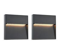 Outdoor Wall Light Black 150x150x26mm Die-Cast Aluminium IP54 Downlight 2pcs LED