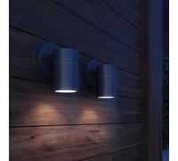 Outdoor Wall Light Black 90x160mm Stainless Steel Glass Downlight Set Twin IP44