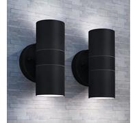 Outdoor Wall Light Black 90x160mm Stainless Steel Glass Up/Down 2pcs. IP44 GU10
