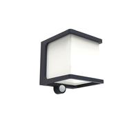 Lutec 6940101125 DOBLO 7.5W IP54 LED Solar Outdoor Wall Light with PIR 4000K - Dark Grey