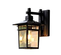 Outdoor Wall Light E27 Light Socket Wall Sconce Edison Retro LED Wall Light Waterproof and Rust-proof Lamps Die-cast Aluminum + Glass Lampshade Texture (Color : Black Size : 38 * 28.5cm) Interesting
