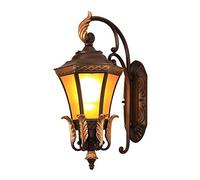 Outdoor Wall Light Fixture, Brown Waterproof Metal Wall Lamp with Frosted Glass Shade, Outside Farmhouse E26/E27 Wall Sconce for Exterior House Porch Patio