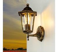 Outdoor Wall Light Glass Aluminium in Antique Gold IP44 Courtyard Entrance W:17 cm E27 Lantern Standing Nostalgic Outdoor lamp Garden Paris