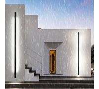 Outdoor Wall Light LED Outside Modern Decorative Lamp IP65 Waterproof Sconce Long Strip/Indoor ing Aluminum for Gardens Villa Hallway (Black-White,80cm)