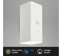 BRILONER - LED Wall Light Battery with Motion Sensor, Twilight Sensor, 20 Seconds Timer, Outdoor Light, Wall Light, Outdoor Light, Outdoor Wall Light, 15.5 x 6.5 x 8.5 cm (H x W x D), White