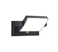 Outdoor Wall Light 'Sherin' with Motion Detector (Modern) in Black Made of Aluminium (1 Light Source,) from Lindby | Wall lamp for Exterior/Interior Walls, House, Terrace und Balcony