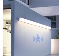 Outdoor Wall Light with Motion Sensor Long Bar Garden Wall Lighting IP65 Waterproof 3000K/4000K/6500K Outside/Indoor LED Wall Lamp Metal Modern for Porch Balcony Garage (Silver Natural Light,60cm)
