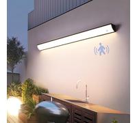 Outdoor Wall Light with Motion Sensor Long Bar Garden Wall Lighting IP65 Waterproof 3000K/4000K/6500K Outside/Indoor LED Wall Lamp Metal Modern for Porch Balcony Garage (Black Natural Light,60cm)