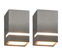 vidaXL 2x Outdoor Wall Lights 35W Silver Rectangular Garden Lighting Lamp