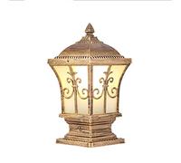 Outdoor Wall Lights European-Style Retro Post Light Waterproof Aluminum Acrylic Column Lamp Antique Rust-Proof Pillar Traditional Decorative Street Lantern Table Lamp(B (Bronze 18.5*18.5*38CM)