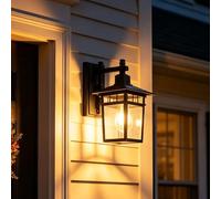 Outdoor Wall Lights, Glass Porch Light Wall Lamp, Waterproof Black Retro Outdoor Wall Lanterns E27 Metal Wall Sconce Aluminum for Garden Courtyard Balcony Bedroom Garage Villa entrance Patio IP23