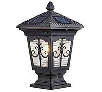 Outdoor Wall Lights Outdoor Solar Column Lights Cast Aluminum Waterproof Post Light Retro Black Exterior Corridor Pillar Lamp Cage Villa Commercial Street Lighting Waterproof Pillar Lamp