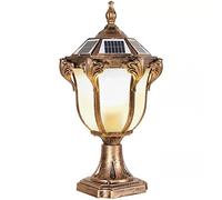 Outdoor Wall Lights Retro Solar Pillar Lamp, Die-Cast Aluminum Glass Column Headlight Household Waterproof Outdoor Post Lantern Dustproof Energy Saving Courtyard Lighting Waterproof Pillar Lamp