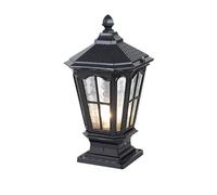 Outdoor Wall Lights Rustic Pillar Lamp Aluminum Water Glass Post Light Exterior Waterproof Landscape Column Headlights for Garden Courtyard Gate Driveway Villa Street Lantern Pilla (Black 18*35CM)